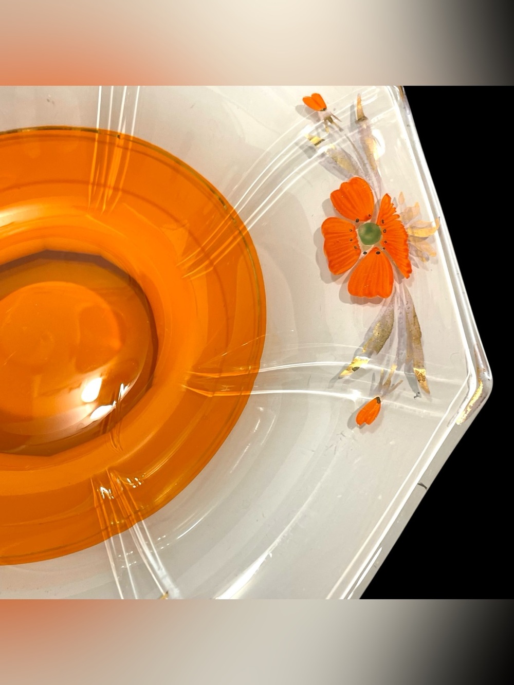Vintage 1930s Indiana Glass Modern Classic Hexagon Pedestal Console Bowl Platter - Picture 13 of 15